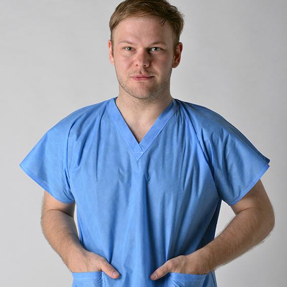 Short Sleeve Disposable Protective Gowns , Breathable Disposable Surgical Scrubs