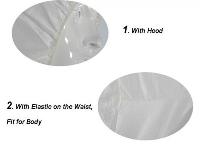 Non Irritating Disposable Coverall Suit Blood Repellent With Front Zipper