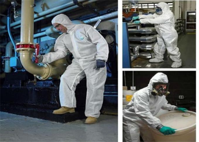 SMS Disposable Tyvek Coveralls Low Lint With Front Zipper Closure