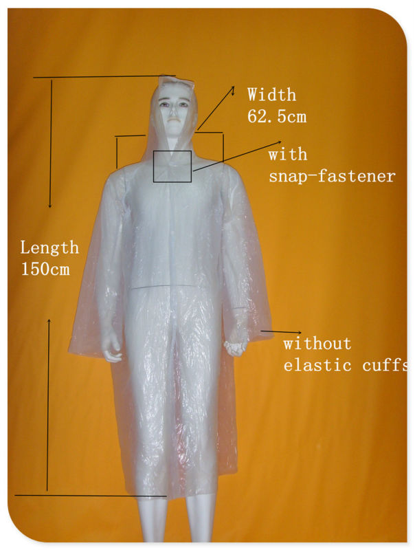 2017 Disposable Industrial Plastic Rain Coat For Man