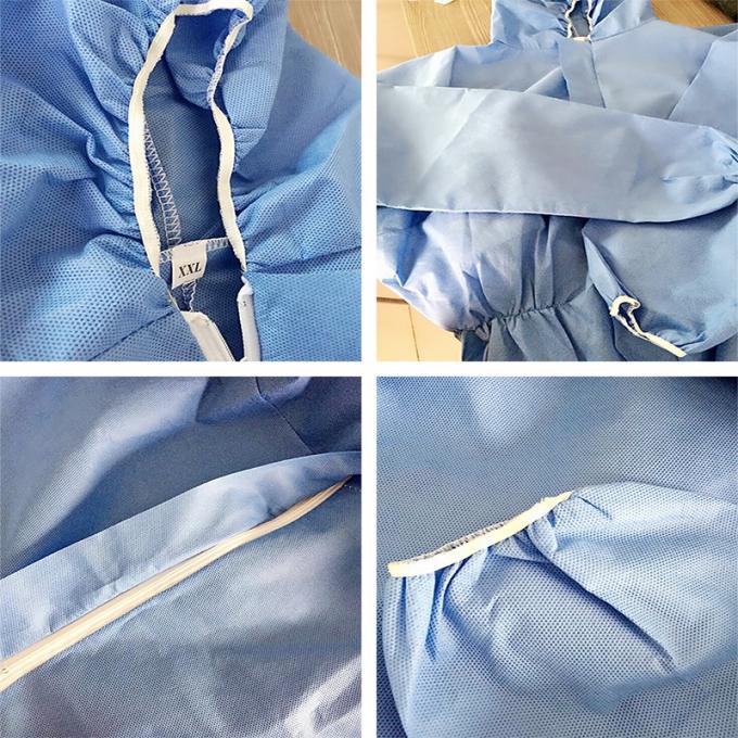 Fluid Resistant Disposable Protective Coverall , Non Woven Hooded Cleanroom Suit