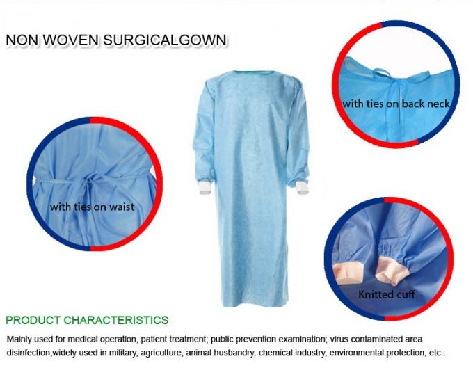 Non Woven Disposable Surgical Gown For Medical Operation / Patient Treatment