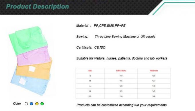 Yellow Disposable Waterproof Isolation Gown