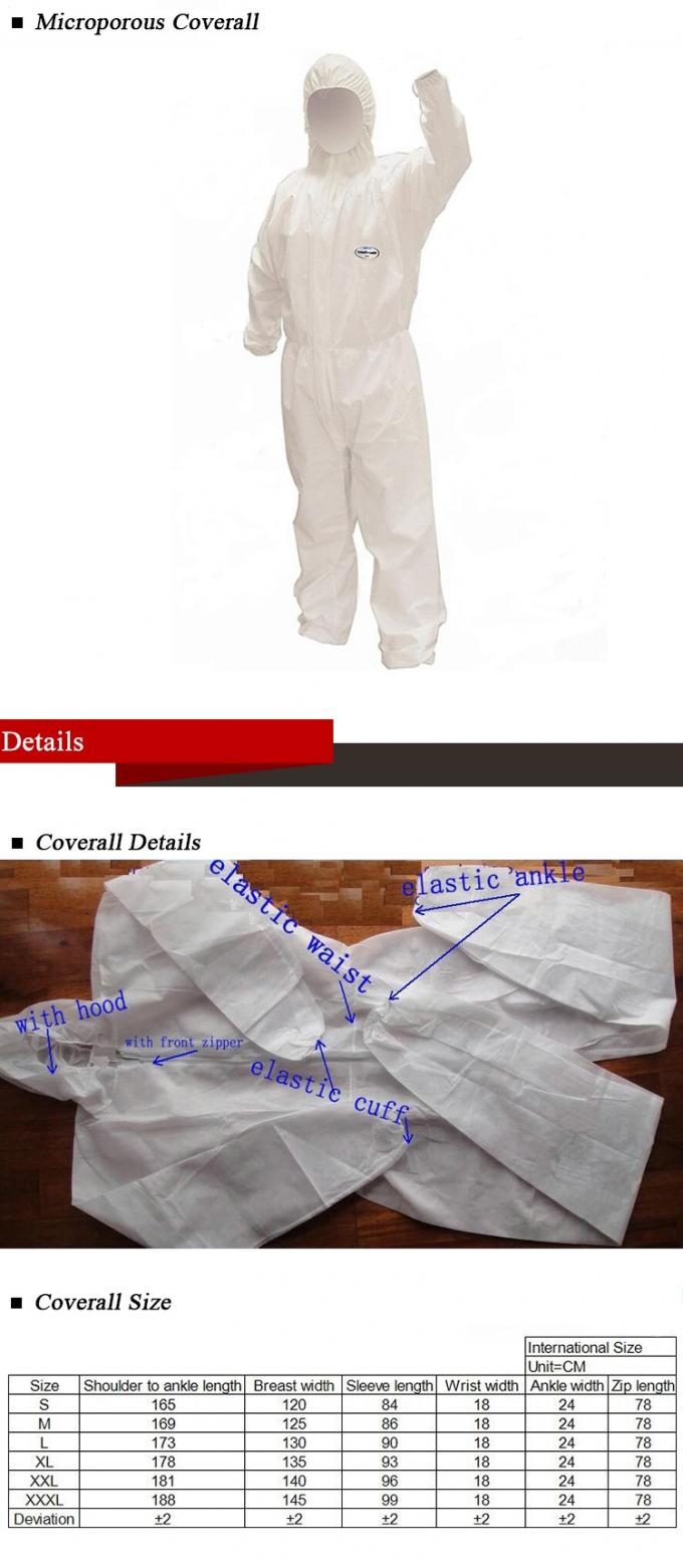 Latex Free Disposable Coverall Suit Fluid Resistant For Clinic / Medical Laboratory
