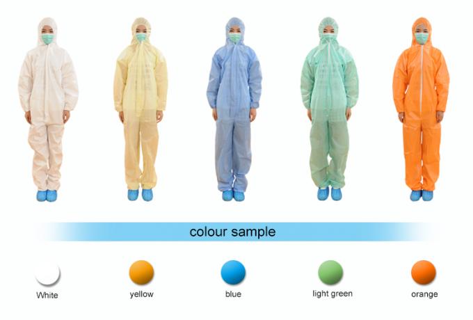 Non Woven Disposable Protective Coveralls S - 3XL With Front Zipper Closure