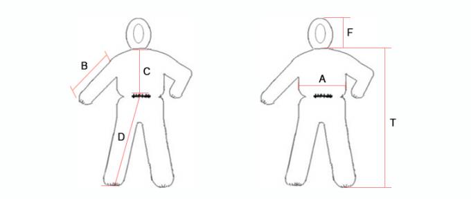 Non Woven Disposable Protective Coveralls S - 3XL With Front Zipper Closure