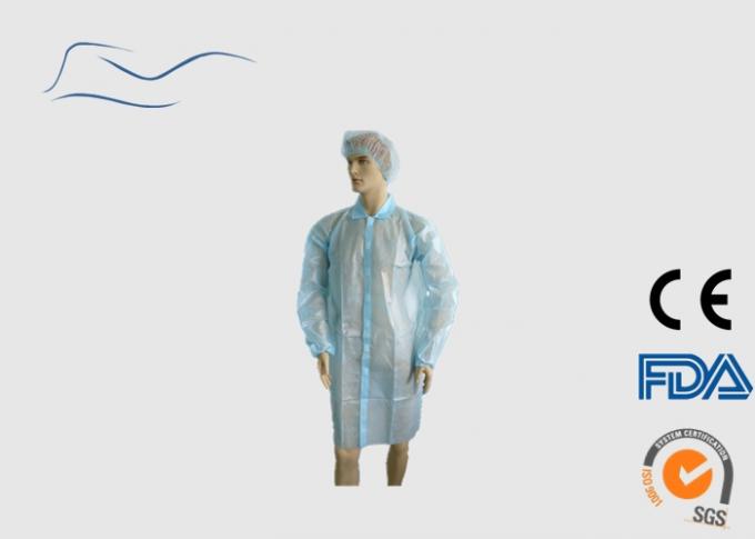 Waterproof Disposable Laboratory Coats Light Blue Color With Elastic Wrist