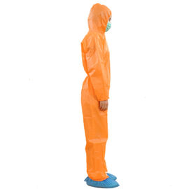 Impervious Disposable Protective Wear , Non Woven Orange Disposable Coveralls