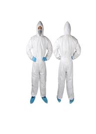 Fluid Resistant Disposable Coverall Suit With Elastic Hood / Cuff / Waist / Ankle