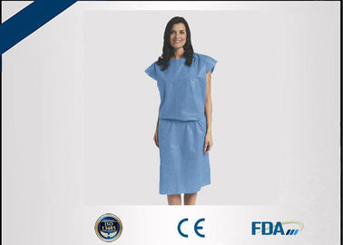 High Tensile Strength Disposable Scrub Suits , Anti Permeate Blue Surgical Gown