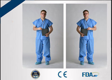 Short Sleeve Disposable Protective Gowns , Breathable Disposable Surgical Scrubs