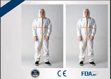 China Lightweight Disposable Hooded Coveralls , Fluid Resistant Disposable Protective Gowns company