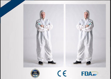 Breathable Disposable Medical Coveralls , Anti Static Hooded Cleanroom Suit