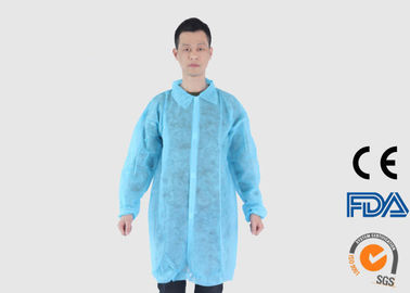 China Breathable Disposable Visitor Coats With Front Snap Button Closure company