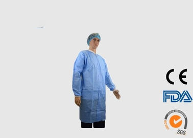 35G SMS Disposable Dental Lab Jackets Liquid Proof With Knitted Cuffs
