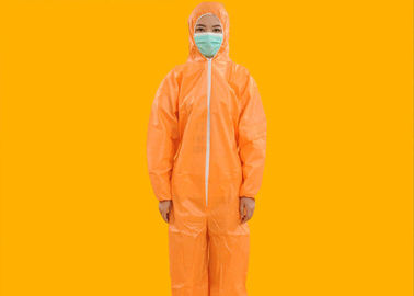 Chemical Resistant Disposable Safety Coveralls , Disposable Orange Overalls