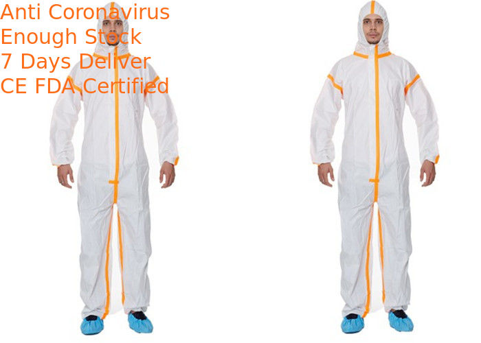 Soft Disposable Coverall Suit For Virus Invading CAT 3 Type 3 / 4 / 5 / 6