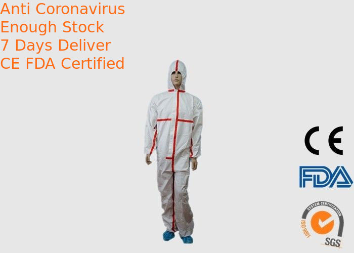 Breathable Disposable PPE Coveralls , Type 4 5 6 Chemical Resistant Disposable Coveralls