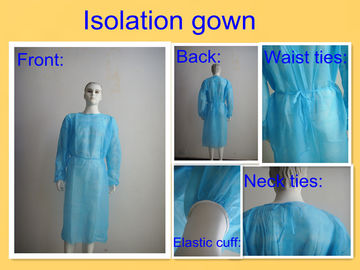 China Round Neck Patient Disposable Plastic Gowns , Medical Isolation Gowns factory