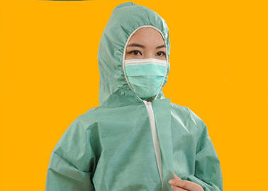 China SMS Disposable Hooded Coveralls , Flexible Disposable Protective Clothing factory