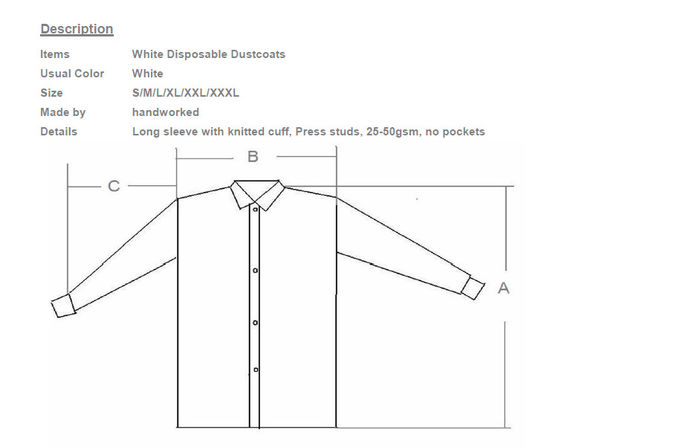 Air Permeable Tyvek Disposable Lab Coats For Food Processing Industry / Clean Room