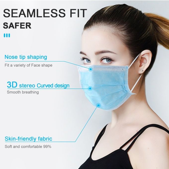 Non Toxic Isolation Face Mask , Disposable Breathing Mask Bacteria Proof